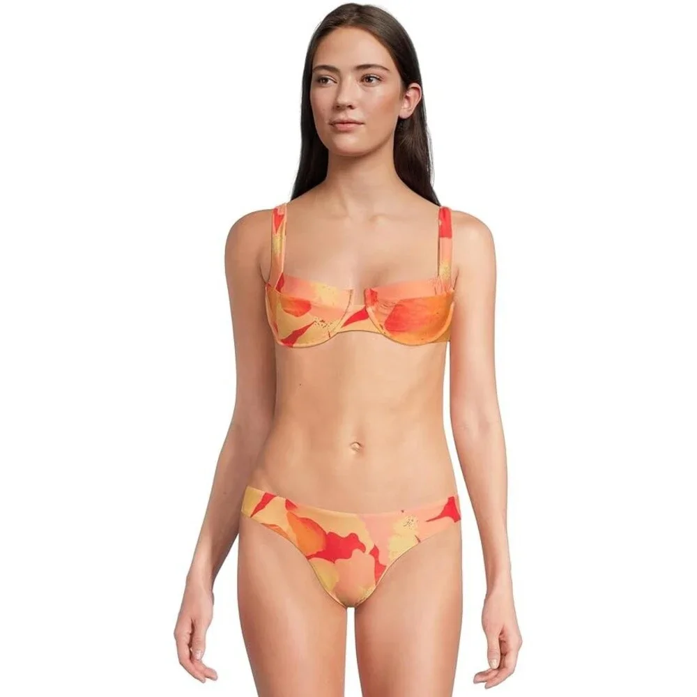 L*Space Coast To Coast Top Women XL Native Poppies Stretch Swimwear Beach BUU490
